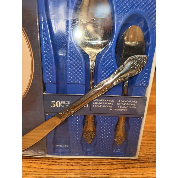 Stanley Roberts Rogers Tableware Flatware Dream Rose Stainless Korea 50pc NEW - Picture 2 of 11